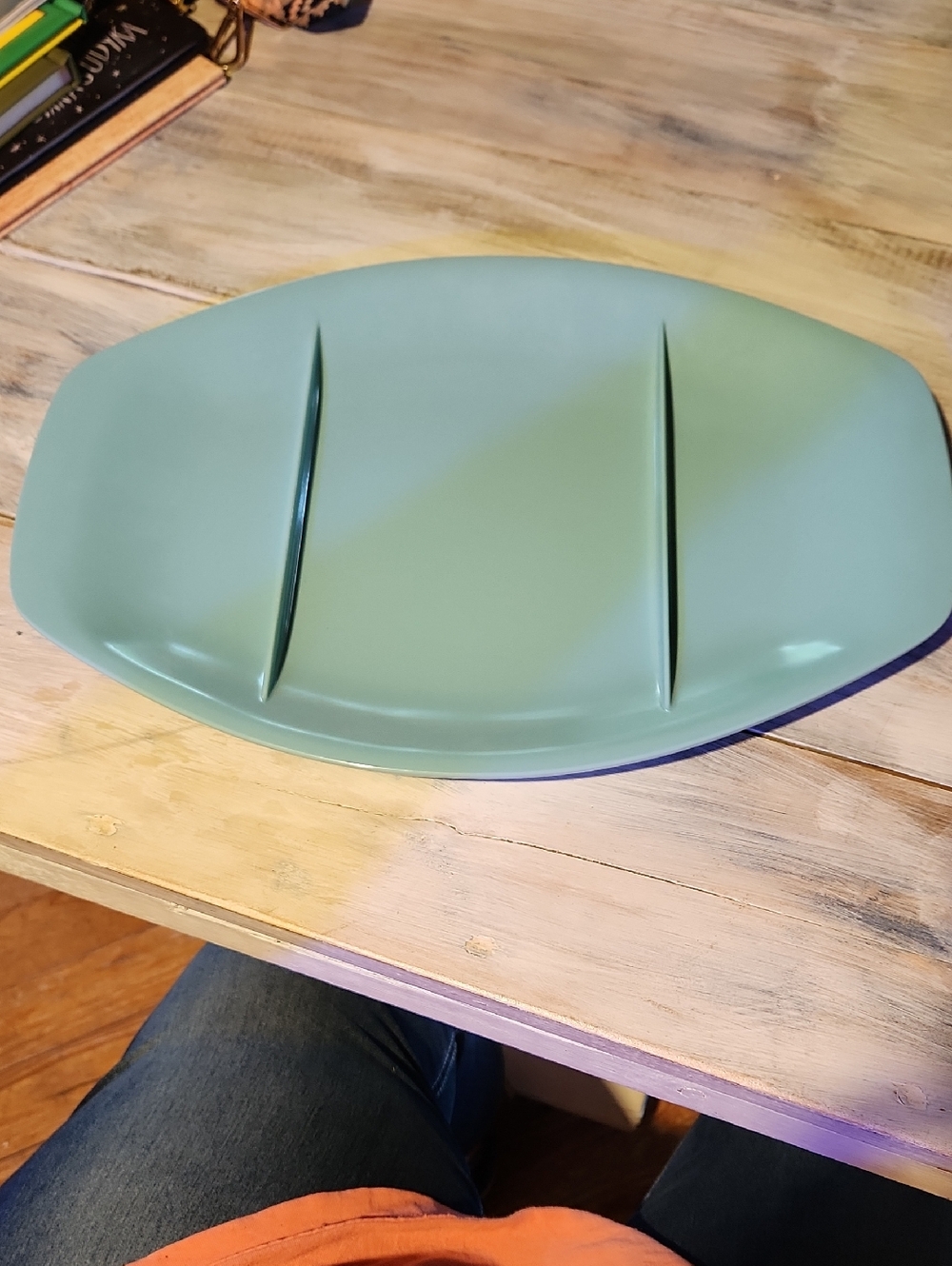 VTG! ONEIDA PREMIER aqua Separated Serving Platter ,collectors Decor